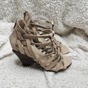 Mia‎ Limited Edition Distressed Leather Wedge Sandals size 10